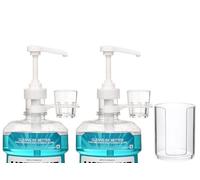 Dispenser Pumps for Listerine 1 or 1.5 Liter Mouthwash Bottles with Cup Holders, Resuable Cups and Clear Plastic Paper Cup Dispenser - Fits Total Care, Original, Zero Alcohol, Cool Mint, etc