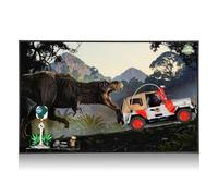 Display Board Compatible with Lego Jurassic Park Jeep Wrangler 77984 - Display Wall Mount with HD Themed Backdrop & Heat-Bent Acrylic Bracket - Floating Art for Model 77984 Collectors