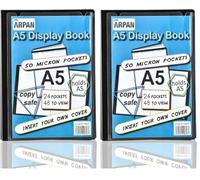 Display Book - 24 Pockets Black Presentation A5 Display Book Folder Folio for Professionals, Business, Students, Projects, School, College & Personal Use by Arpan (Pack of 2)