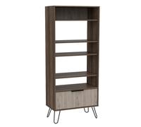 Core Products Nevada Single Door 5 Shelf Smoke Oak Effect Display Bookcase - Brown - Wilko