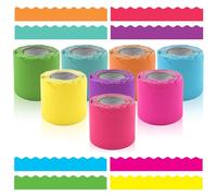 Display Borders 57mm - 264Feet 8Colours Borders for Bulletin Board, Scalloped Display Borders for Classroom Decro, Anti-Water Poster Board Paper for Trim Party School Office Chalkboards