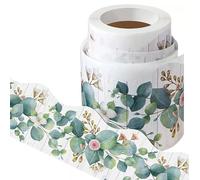 Display Borders for Classrooms - 10m*7.6cm Bulletin Board Border Stickers - Self Adhesive Green Wallpaper Borders with Pink Eucalyptus - Display Board Borders for Classroom Decorations