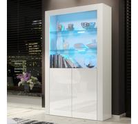 Display Cabinet 170cm Spectrum - White with Gloss Doors and LED Lights