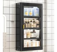 Display Cabinet,2-4 Layer Bathroom Medicine Cabinet Cosmetic Storage Locker Over The Toilet Storage Cabinet With 2 Acrylic Door 2/3/4 Tier Floating Cabinet Display Stand K(Size:B 40 * 14 * 71cm