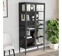 Display Cabinet Anthracite 90x40x180 cm Steel Tempered Glass 4 Shelves incl wall