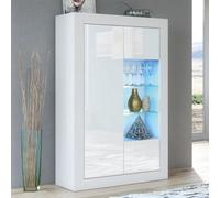 Display Cabinet Arcadia 140Cm - White With Gloss Doors And Led Lights