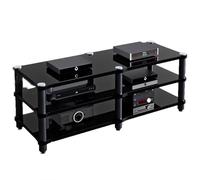 Display Cabinet,Black Hifi Stereo Cabinet, Heavy Duty Double-Wide Av Media Stand - Display Entertainment Stereo/Amplifier/TV Accessories/DVD Player,Home Stereo Component，Corner TV Stand(Siz