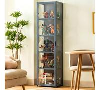 Display Cabinet Curio Cabinet with Acrylic Doors, Figures and Curio Collection Display Case, Floor Standing Clear Showcase for Living Room Bedroom 42×33×162cm(5 Tier)-Grey