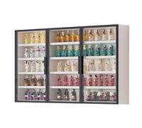 Display Cabinet,Display Cabinets, Multi-Tier Curio Storage Shelving With Glass Doors, Figures Dolls Model Wooden Display Case, Collectibles Organizers Rack, Home Playroom Showcase(White,120