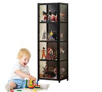 Display Cabinet for Collectibles, Acrylic Display Case, Curio Cabinet with Flip-Top Door, Natural Bamboo Material, Strong Load-Bearing Capacity