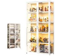 Display Cabinet for Collectibles with Acrylic Double Doors, Corner Showcase Storage, Floor Standing Bamboo Design, Transparent Figures Display Case