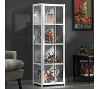 Display Cabinet for Collectibles with Acrylic Double Doors, Corner Showcase Storage, Floor Standing Bamboo Design, Transparent Figures Display Case
