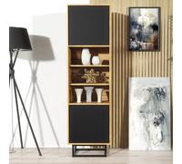 Mex Furniture LTD Display Cabinet Harmony Loft 175cm - Dark Oak & Black in Dark Brown Mex Furniture LTD Dark Brown