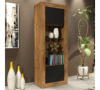 Display Cabinet Illume 170Cm - Dark Oak & Black Matt Doors