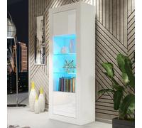 Display Cabinet Illume 170Cm - White With Gloss Doors And Led Lights