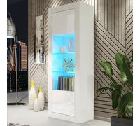 Display Cabinet Illume 170cm - White with Gloss Doors and LED Lights