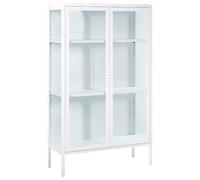 Beliani Glass Display Cabinet Nash 90 Cm Metal White