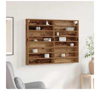 Display Cabinet Old Wood 100x8.5x75cm Engineered Wood Wall-Mounted 16 Shelves XL