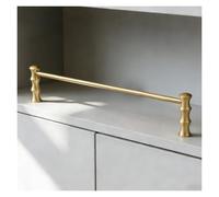 Display Cabinet Shelf Rail Guard, Decorative Fall Prevention Bar for Shoe, Bathroom, or Wine Cabinets, Brass Tube Design, 34 inches Long