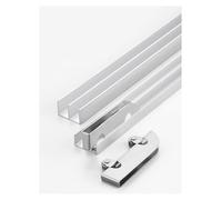 Display Cabinet Slides,5mm Sliding Glass Door Track Kit | Dual Channel Aluminium Guide Rail Prevent Rust Silent Rollers, Fits Display Cabinets & Wardrobes(170 cm)
