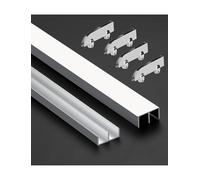 Display Cabinet Sliding Track - Dual Channel Aluminum Rails for 5-8mm Acrylic/Glass Doors, Mountain Groove Guide with Anti-Jump Rollers (43.3in/1100mm)