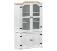 Display Cabinet Solid Pine Wood Storage Shelves Home Shelving Glass vidaXL