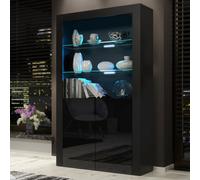 Mex Furniture LTD Display Cabinet Spectrum 170cm - Black with Gloss Doors & LED Lights Mex Furniture LTD Black