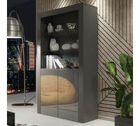 Display Cabinet Spectrum 170Cm - Dark Grey With Gloss Doors