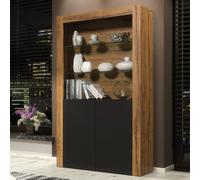 Display Cabinet Spectrum 170Cm - Dark Oak & Black Matt Doors