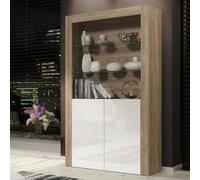 Display Cabinet Spectrum 170Cm - Oak & White Gloss Doors