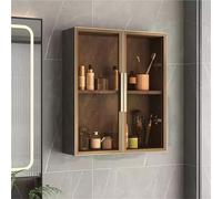 Display Cabinet,Wall Mounted Bathroom Medicine Cabinet - Gray Kitchen Storage with Glass Door Over Toilet Organizer Heavy Duty Display Rack 60x14x60cm for Living Room & Bathroom Use