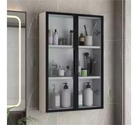 Display Cabinet,Wall-Mounted Bathroom Medicine Cabinet - Heavy-Duty White Kitchen Storage Organizer with Glass Door Over Toilet Rack Display Shelf for Living Room 50x14x75cm