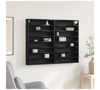 Display Cabinet Wall-Mounted Black Oak. 100x8.5x75cm Engineered Wood 3 Shelves