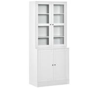 Display Cabinet White MDF & Tempered Glass 178.5H x 76W x 40Dcm with2Shelves UK