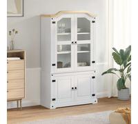 Display Cabinet Solid Pine Wood Storage Shelves Home Shelving Glass vidaXL