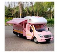 Display Cars 1:28 For RV Recreational Vehicle Car Model Diecast Metal Camper Van Motorhome Touring Decorative Gift Collection or Gift(Pink)