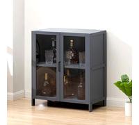 Display Case Cabinet with Acrylic Glass Doors, Tall Curio Storage Shelf for Home Office, Dining Room, Liquor, Books, and Trophy Display