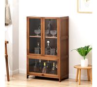 Display Case Cabinet with Acrylic Glass Doors, Tall Curio Storage Shelf for Home Office, Dining Room, Liquor, Books, and Trophy Display