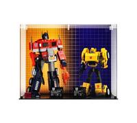 Display Case compatible with Lego 10338 Bumblebee & 10302 Optimus Prime - (Printed back panel)