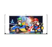 Display Case Compatible with LEGO 72037 Mario & Standard Kart & 72050 Luigi & Mach 8 - Display Case, (Special Edition (Printed Back and Base Panel)