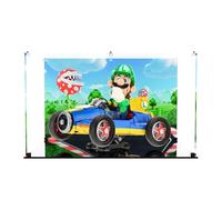 Display Case Compatible with LEGO 72050 Mario Kart - Luigi & Mach 8 - Display Case, (Printed Back Panel)