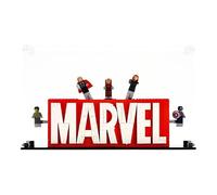 Display Case compatible with LEGO 76313 MARVEL Logo & Minifigures - Freestanding, (Clear Back Panel)