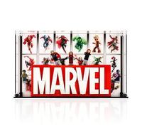 Display Case compatible with LEGO 76313 MARVEL Logo & Minifigures - Freestanding, (Printed Back Panel)