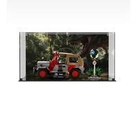 Display Case Compatible with LEGO 77984 Jurassic Park Jeep® Wrangler - Display Case, (Printed Back Panel)
