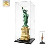 Display Case for Collections for Lego 21042 Statue Liberty 42221 NASA Artemis, Display Boxes of Transparent Methacrylate Thickened Acrylic Display Case 3MM with LED, Black Interior 20 x 20 x 50 cm