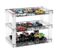 Display Case for Hot Wheels & Matchbox Cars,1/64 Scale Diecast Toy Car Storage,Parking Garage Diorama - Freestanding Storage with 3 Levels 18 Spots