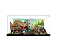 Display Case for Lego Icons Medieval Town Square Build, Dustproof Display Box Compatible with Lego 10332 Castle, Gift (Background B(53*41*31))