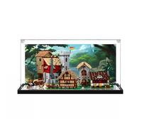 Display Case for Lego Icons Medieval Town Square Build, Dustproof Display Box Compatible with Lego 10332 Castle, Gift (Background D)