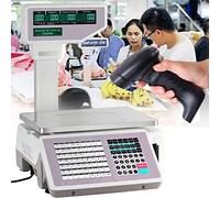 Display Counting Scale Digital Weighing Table Label Printing Price Computing with Double-Sided LCD 30kg/60lbs Electronics Barcode Cash Register Label Receipt Printing Cash Register for Super