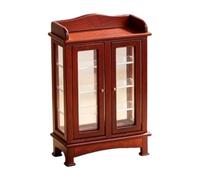 Display Cupboard Miniature for Collectors, Maroon